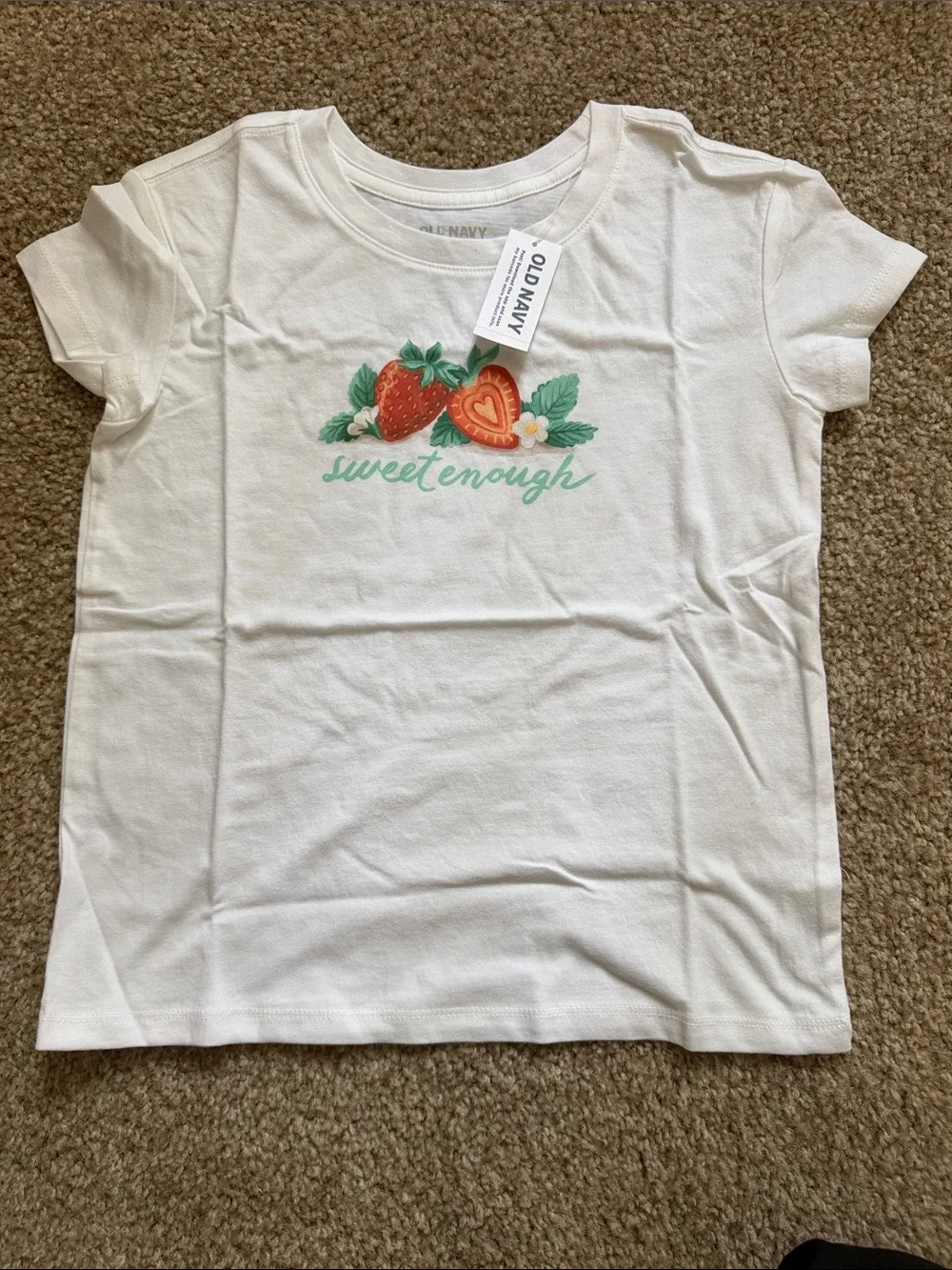 Old Navy White Girls' Strawberry & Heart Graphic Tee